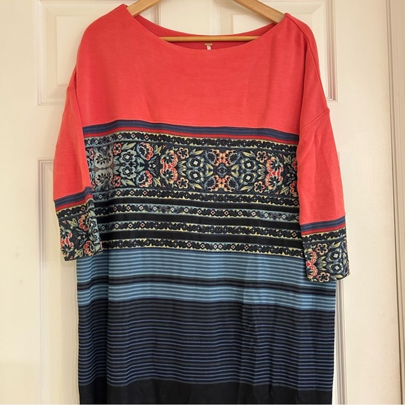 FREE PEOPLE Oversized Printed Colorblock T-Shirt Dress - Picture 9 of 9